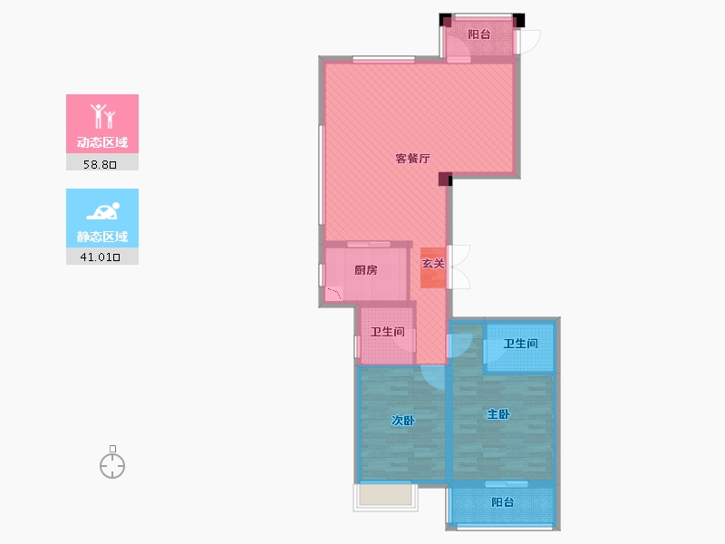 浙江省-湖州市-湖州九月洋房-87.75-户型库-动静分区