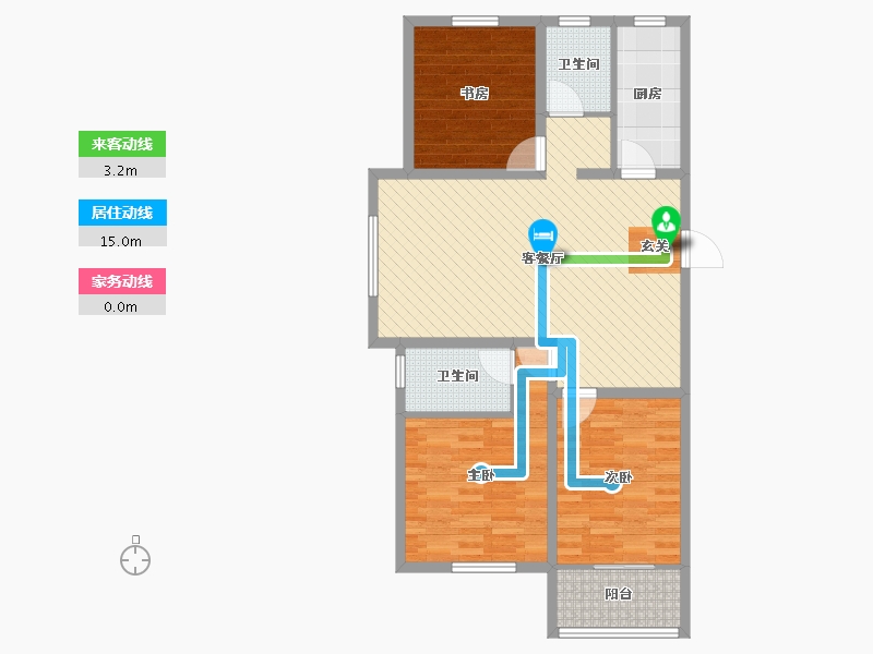 山东省-德州市-领秀天衢小区-91.93-户型库-动静线