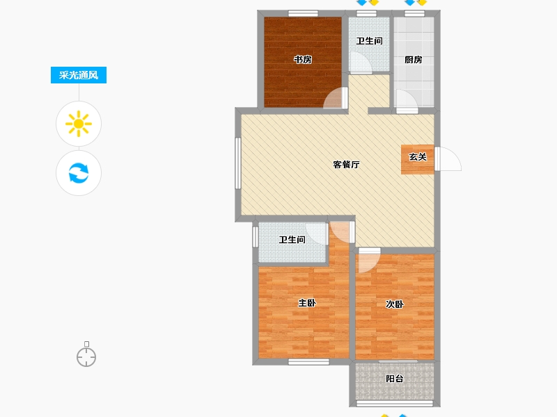 山东省-德州市-领秀天衢小区-91.93-户型库-采光通风