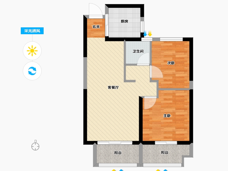 安徽省-宿州市-哈佛玫瑰园-62.44-户型库-采光通风