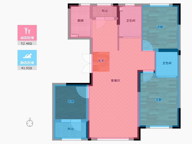 吉林省-长春市-新星宇和润上临B9-82.73-户型库-动静分区