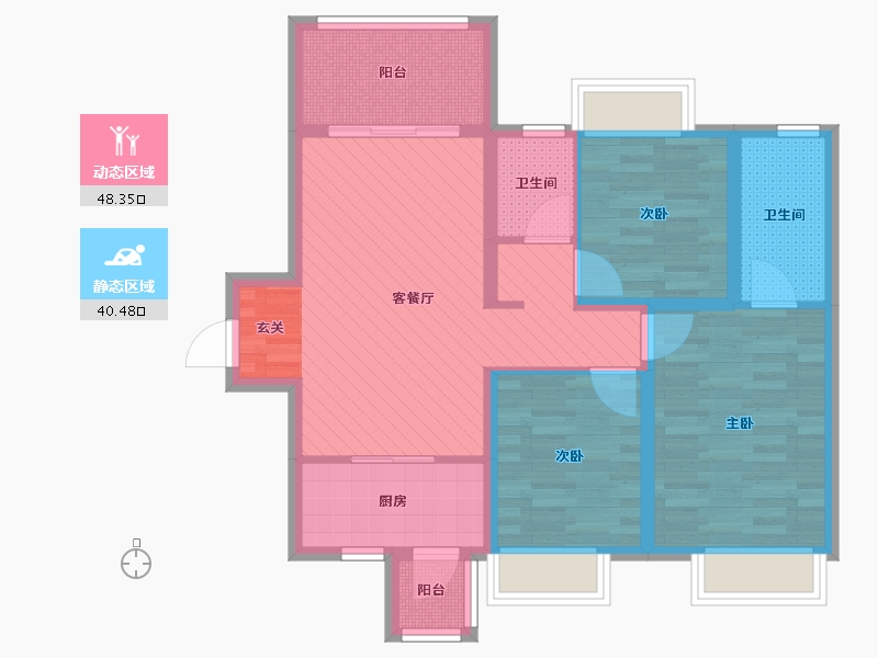 广西壮族自治区-南宁市-二塘社区回迁房-76.90-户型库-动静分区