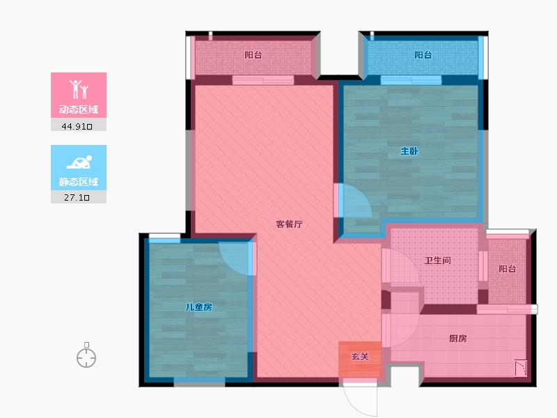 上海-上海市-都市雅筑-60.98-户型库-动静分区