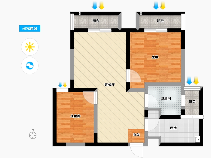 上海-上海市-都市雅筑-60.98-户型库-采光通风