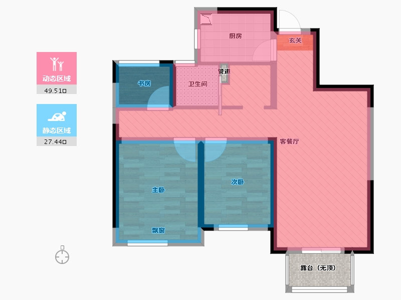 浙江省-丽水市-中铁九逸-70.00-户型库-动静分区