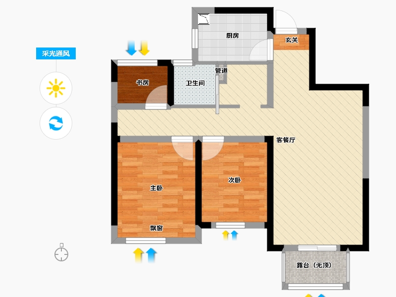 浙江省-丽水市-中铁九逸-70.00-户型库-采光通风