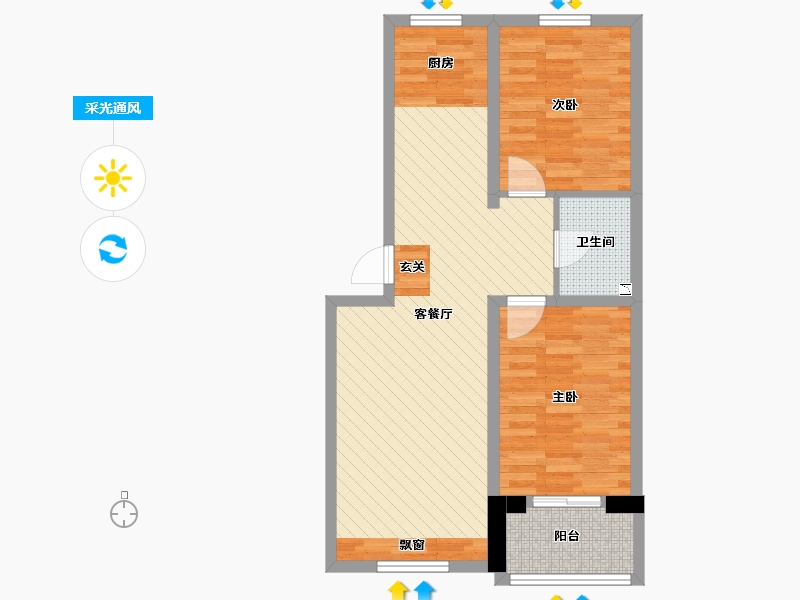 北京-北京市-和谐园-67.67-户型库-采光通风