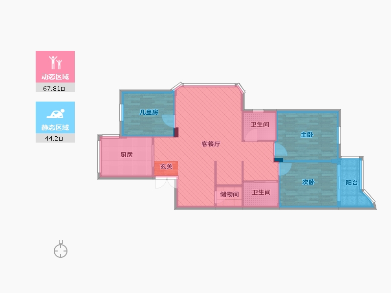 福建省-福州市-鸿城小区-100.81-户型库-动静分区