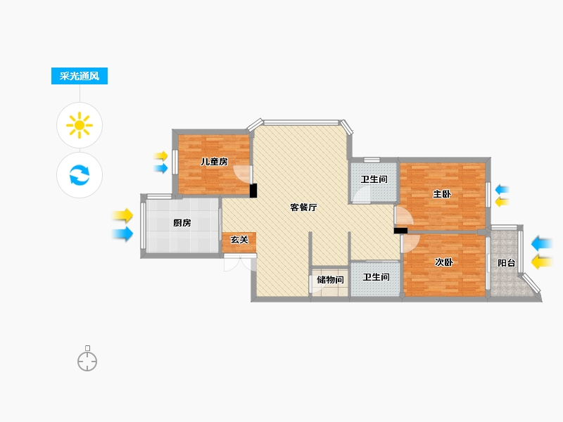 福建省-福州市-鸿城小区-100.81-户型库-采光通风