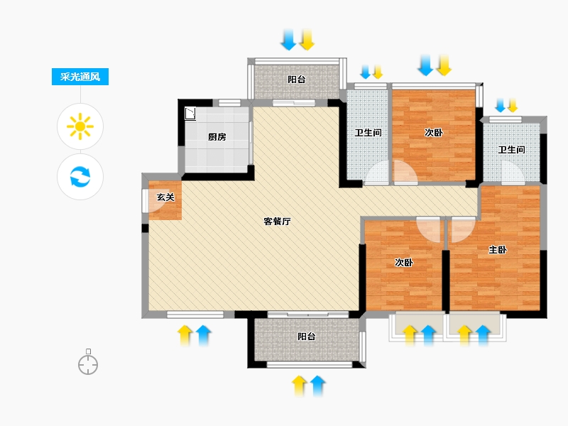 广东省-河源市-宝豪御龙湾2期-105.71-户型库-采光通风