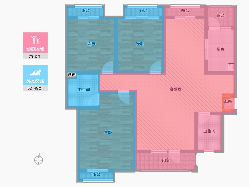 山东省-济南市-山水郡3号楼1401户型-120.00-户型库-动静分区