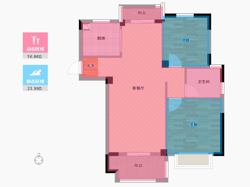 浙江省-宁波市-海悦花苑-71.70-户型库-动静分区