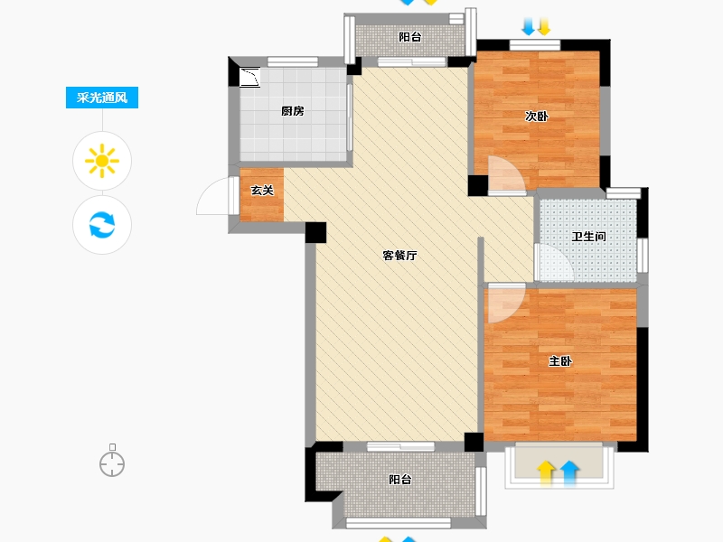 浙江省-宁波市-海悦花苑-71.70-户型库-采光通风