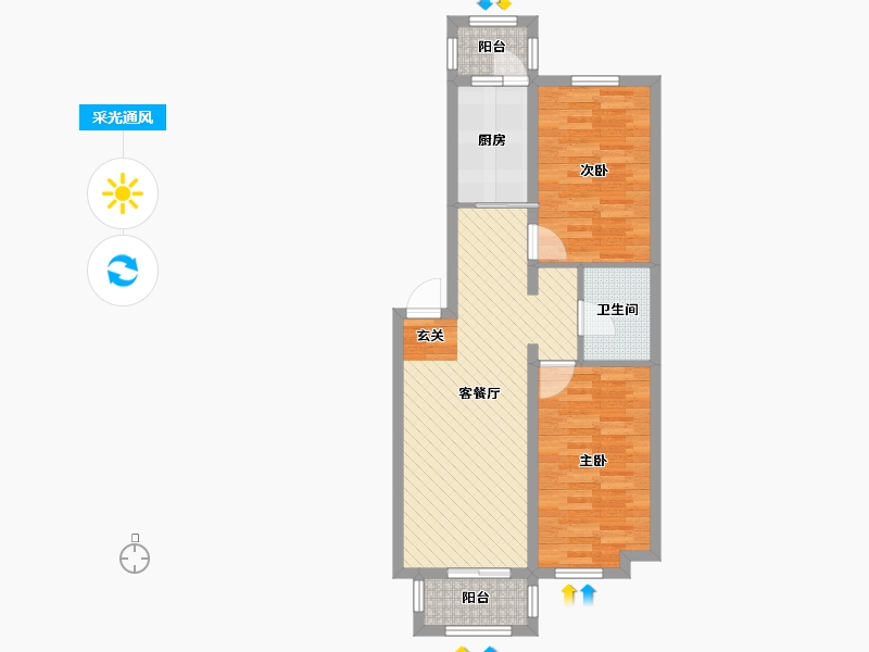 黑龙江省-哈尔滨市-秀水名苑三期-64.97-户型库-采光通风