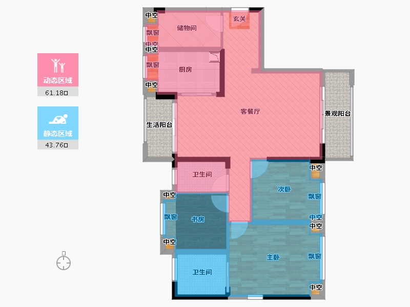 贵州省-贵阳市-中天金融国际社区-104.47-户型库-动静分区