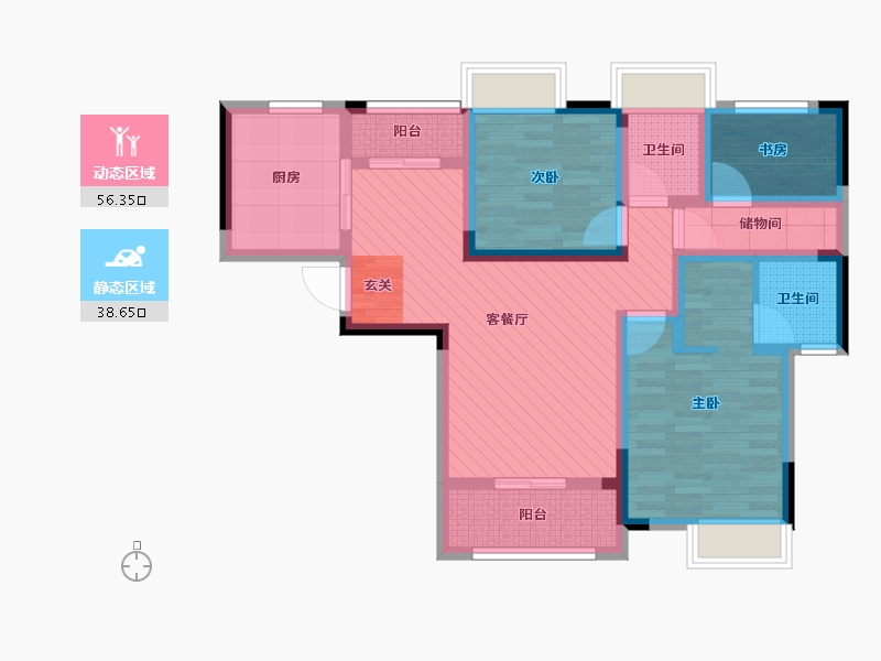 重庆-重庆市-雍景湾-80.23-户型库-动静分区