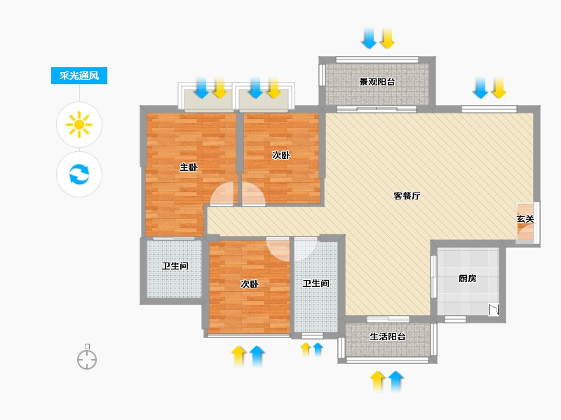 广东省-河源市-宝豪御龙湾2期-106.45-户型库-采光通风