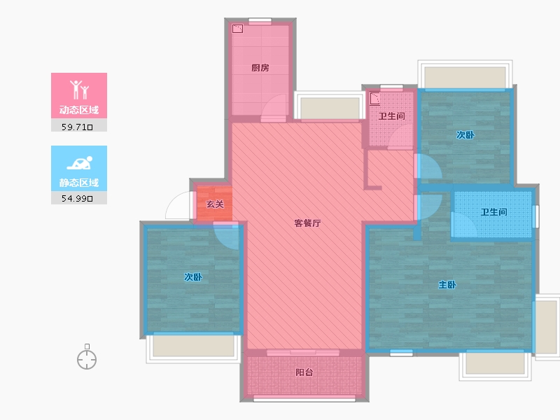 上海-上海市-天健萃园(建设中)-100.80-户型库-动静分区