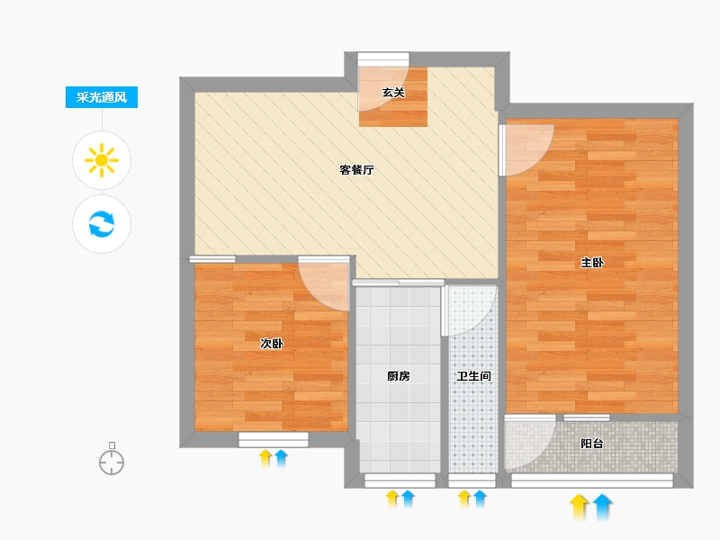 河南省-郑州市-工程厂家属院-46.59-户型库-采光通风