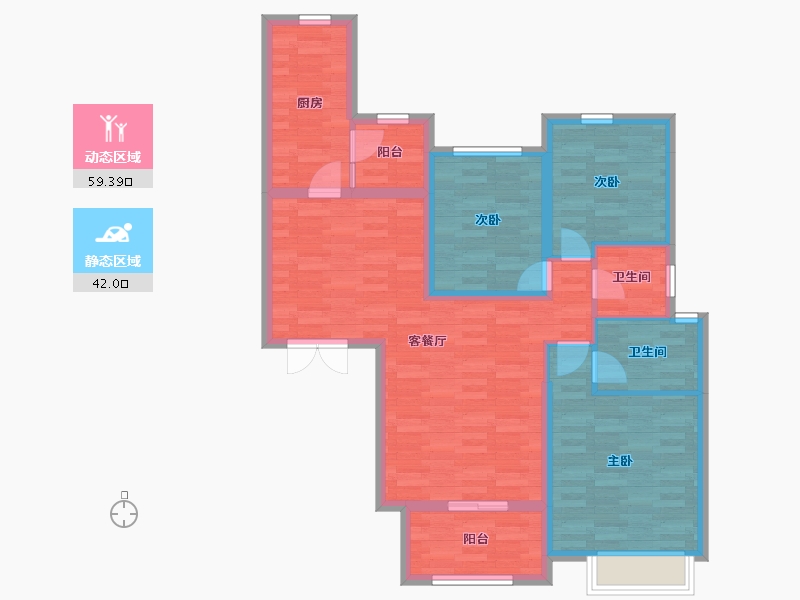 辽宁省-沈阳市-恒大滨江左岸-90.21-户型库-动静分区