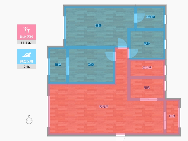 陕西省-延安市-翰林府-92.91-户型库-动静分区