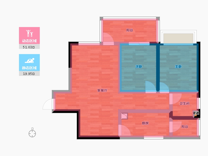 四川省-成都市-翡翠积家-61.73-户型库-动静分区