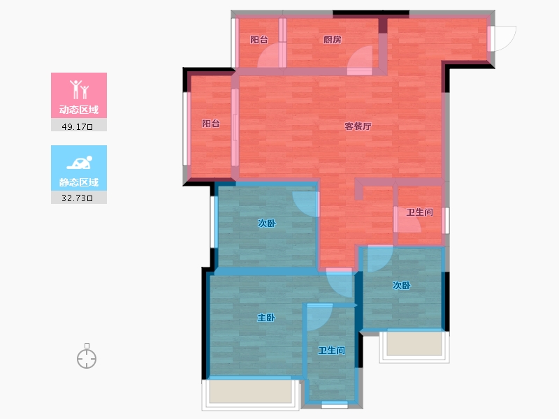 重庆-重庆市-金科世界城-71.56-户型库-动静分区