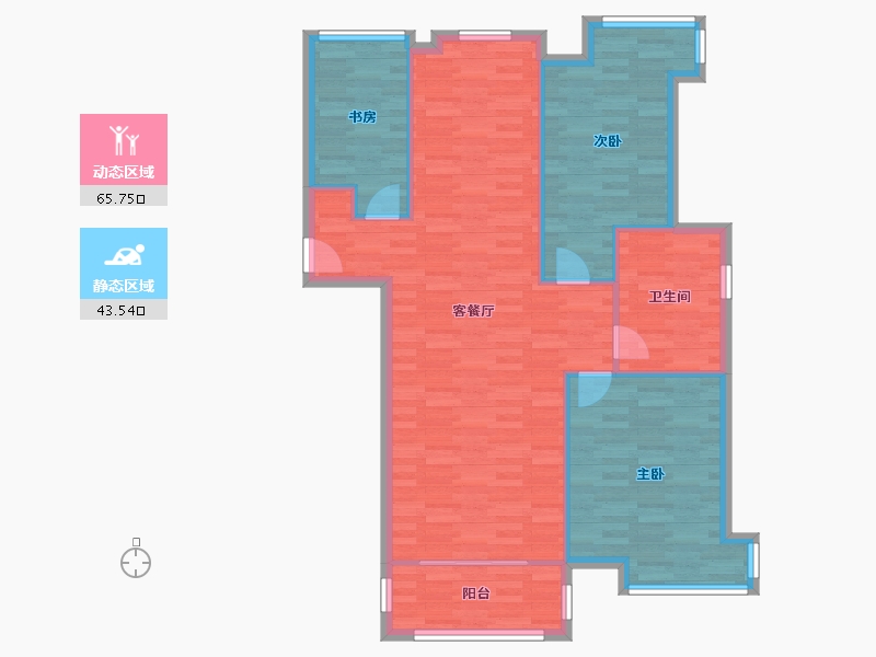 江苏省-苏州市-望景华庭-100.37-户型库-动静分区