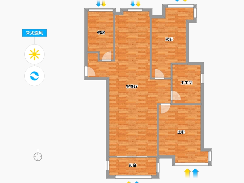 江苏省-苏州市-望景华庭-100.37-户型库-采光通风