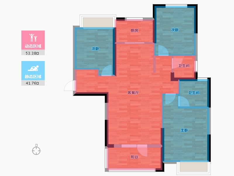 湖北省-荆门市-长龙・中央公园三期-85.16-户型库-动静分区