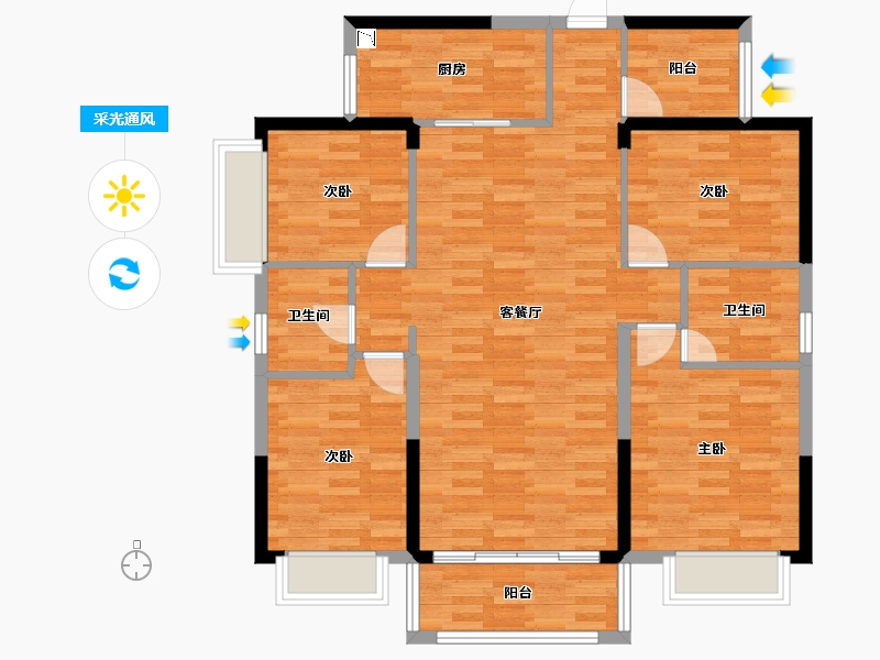 湖南省-长沙市-财汇新天地-104.12-户型库-采光通风