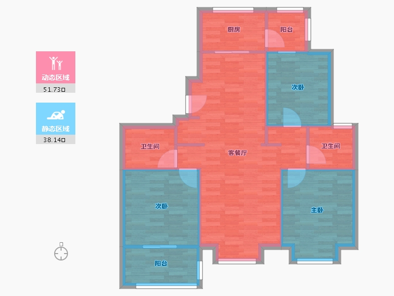 上海-上海市-海上湾闻涧-81.33-户型库-动静分区