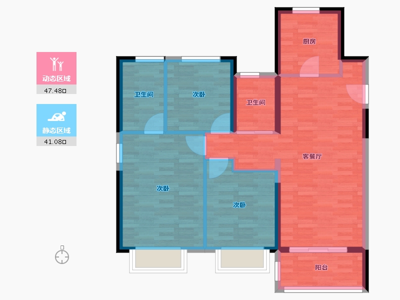 江苏省-无锡市-丁香名园-79.60-户型库-动静分区