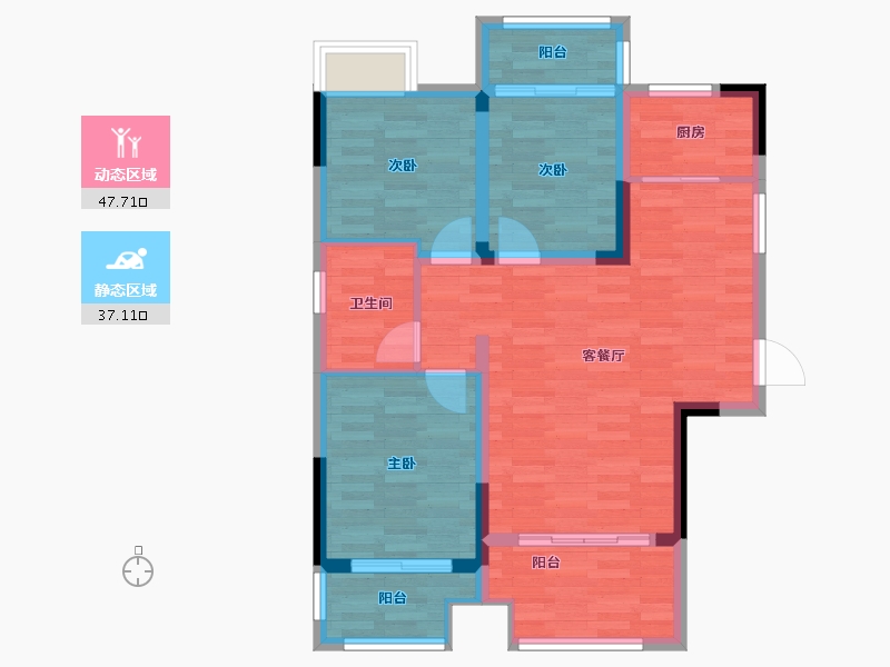 湖南省-衡阳市-鸿都・英伦首府-75.74-户型库-动静分区