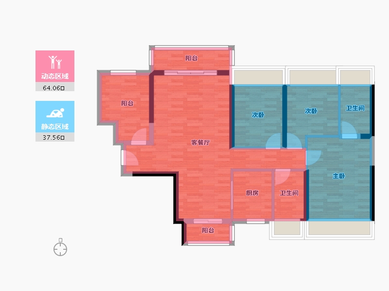 广东省-佛山市-容桂碧桂园-90.54-户型库-动静分区