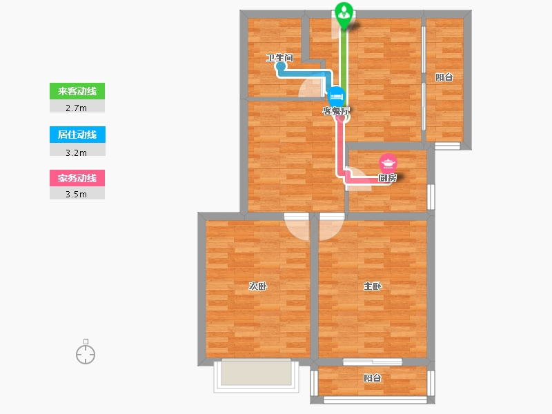 河北省-石家庄市-长安国税局宿舍-70.54-户型库-动静线