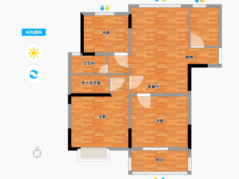 江苏省-盐城市-阳光星辰-107.00-户型库-采光通风