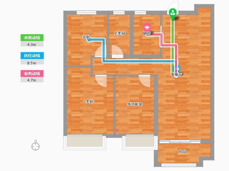 河北省-唐山市-碧桂园雍华府-84.84-户型库-动静线