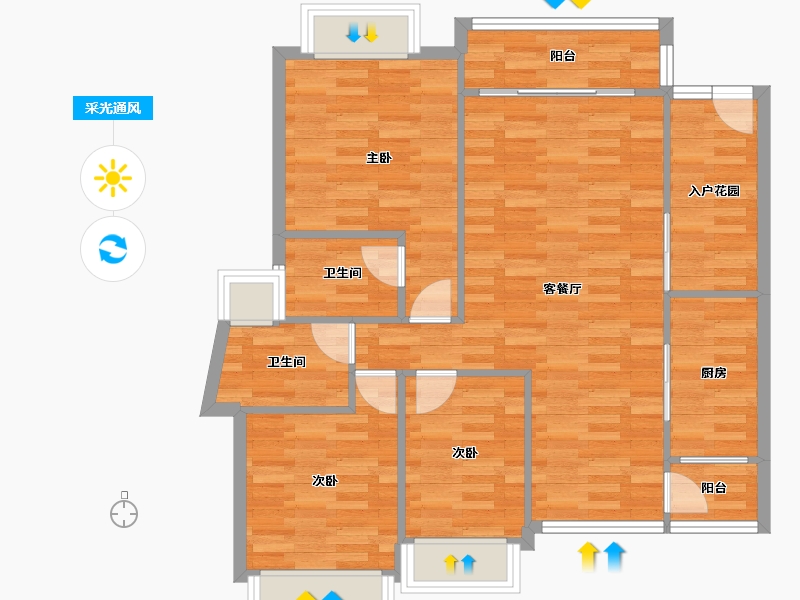 广东省-深圳市-和亨城市广场-86.29-户型库-采光通风