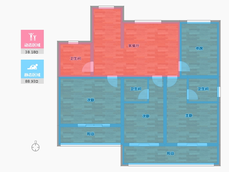 浙江省-杭州市-临安太湖源-113.08-户型库-动静分区