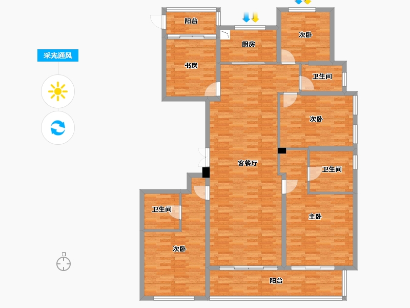 浙江省-嘉兴市-滨江-145.37-户型库-采光通风