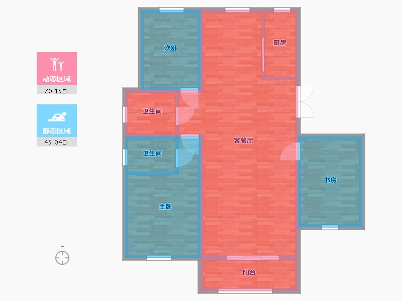 新疆维吾尔自治区-阿勒泰地区-牡丹花园-104.19-户型库-动静分区