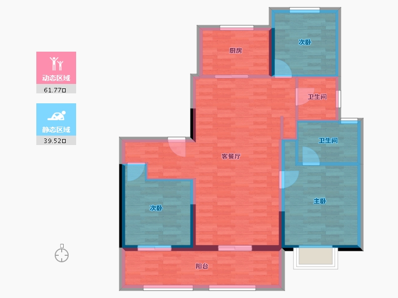 江苏省-无锡市-旭辉澄江府-91.07-户型库-动静分区