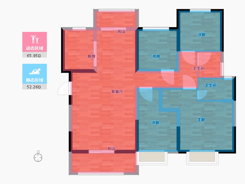 江苏省-南京市-碧桂园情河世家-105.00-户型库-动静分区