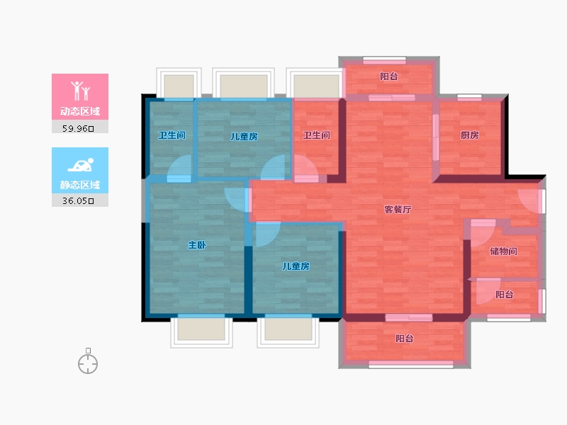 广东省-中山市-港口碧桂园卓越-84.43-户型库-动静分区