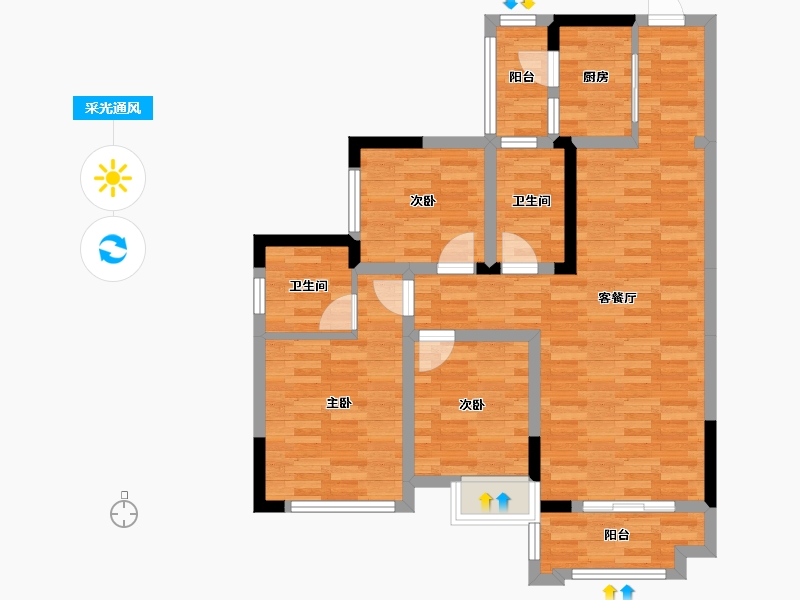 四川省-南充市-中航城-81.33-户型库-采光通风