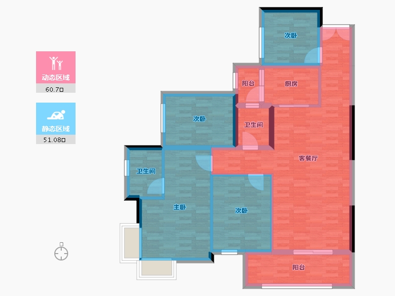 湖南省-衡阳市-金钟大悦城-99.81-户型库-动静分区