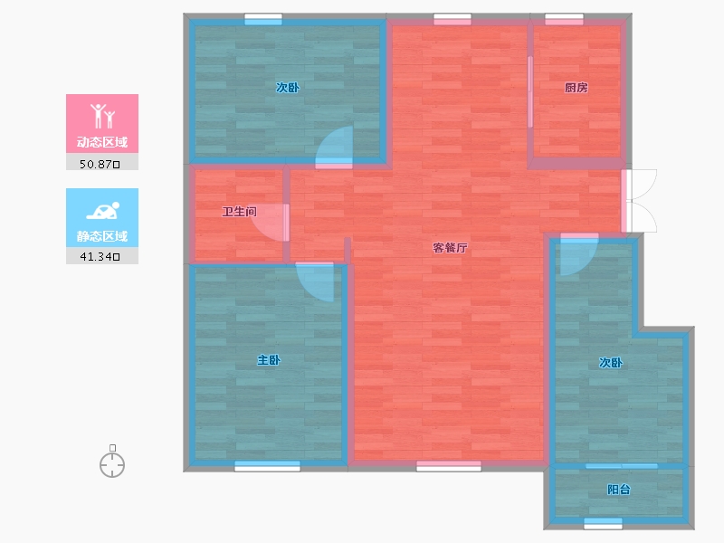 宁夏回族自治区-中卫市-宁安古镇-82.63-户型库-动静分区