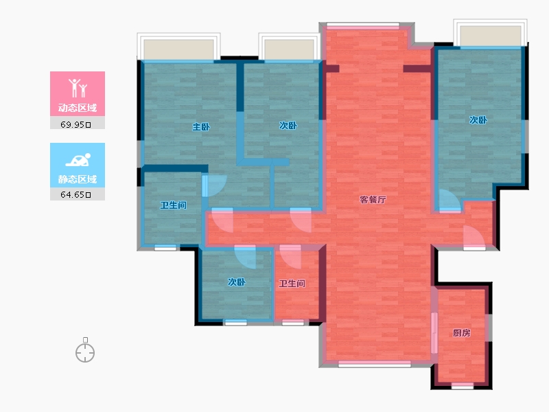 陕西省-西安市-红星·紫御半山-119.74-户型库-动静分区