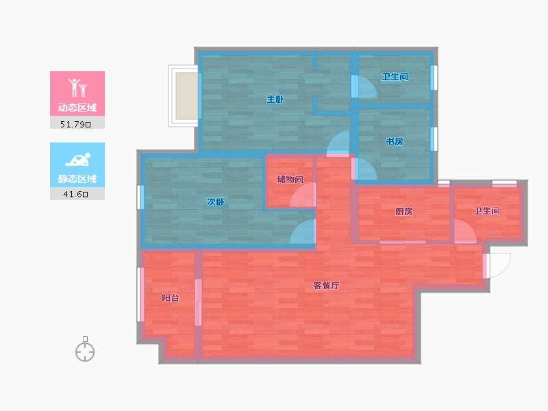 浙江省-宁波市-祥生君麟府-82.46-户型库-动静分区